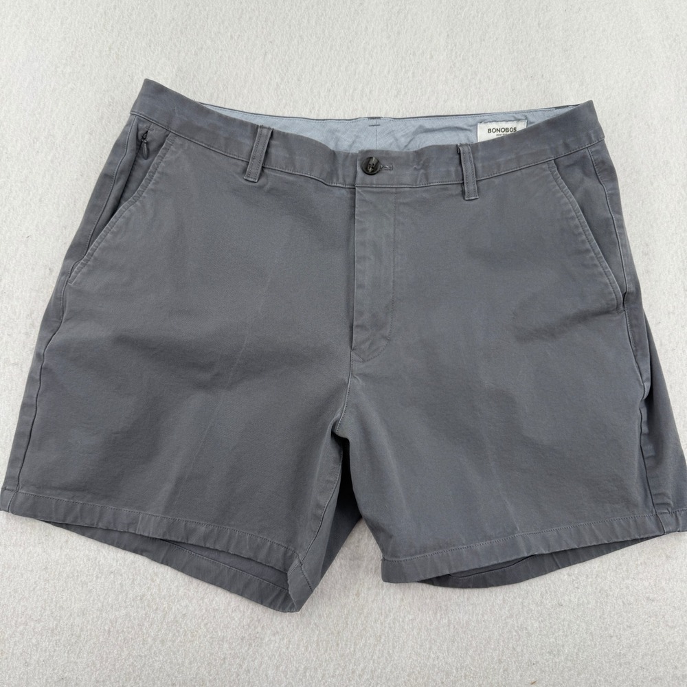 Bonobos Mens 36 Athletic Fit 4-Way Stretch Chino Shorts Gray 6" Inseam Preppy